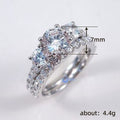 Silver Tone Round Halo Two Ring Set with Clear Stones view 5