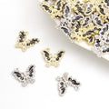 Black Enamel Crystal Butterfly Charms in Gold and Silver Tones view 1