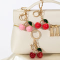 Enamel Cherry Charm Keychain In Red Dark Red And Pink view 2