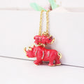 Rhinoceros Pair Keychain With Gold Tone Ring And Clear Stone Accents view 4
