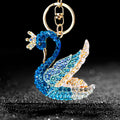 Gradient Crystal Swan Keychains in Blue Fuchsia Purple and Assorted Colors view 2