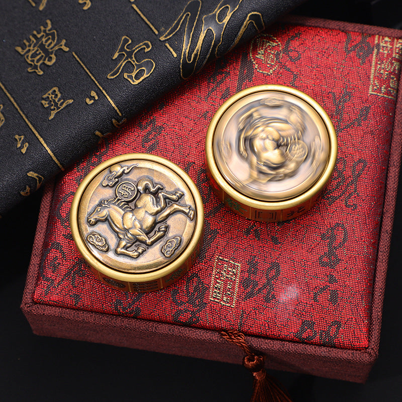 Solid Brass Tai Chi Bagua Double Fish Fidget Keychain Ornament