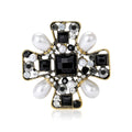 Black Crystal Cross Brooch In 2 Color Variants For Jackets and Scarves view 1