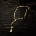 Gold Black Leather Wrap Rhinestone Good Luck Y Necklace view 2