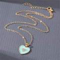 Gold Tone Crystal Enamel Heart Pendant Necklaces in Two Colors view 5