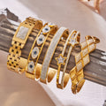 Geometric Full Zircon Bangle Multi Styles Gold Steel view 4