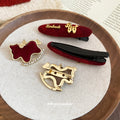 Red Velvet Flocked Horse Barrette Brooch Two Styles view 3