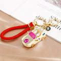 Jeweled Convertible Car Keychains in Four Colors with Braided Loops view 12