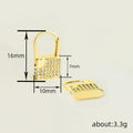 Gold Tone Padlock Shape Pavé Stud Earrings Clear Stones view 4