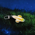 Flocked Banana Fruit Keychain Bag Charm Silver Clasp view 1