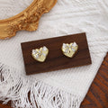 Gold Tone Heart and Bow Clear Stone Small Stud Earrings view 3