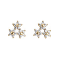 Gold Tone Mini Triple Flower Zircon Cluster Stud Earrings view 5