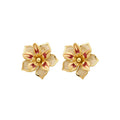 Layered Enamel Flower Stud Earrings in Three Colors view 5