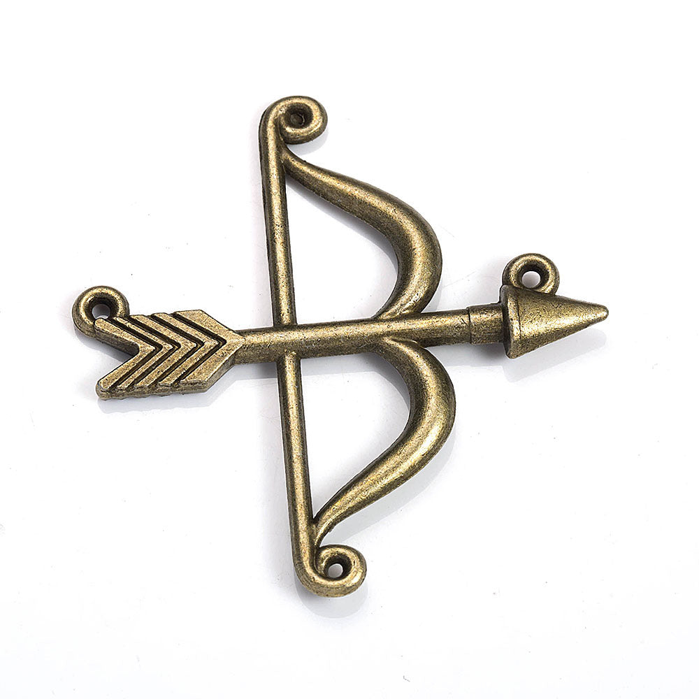 Vintage Double-Sided Alloy Bow and Arrow Pendant
