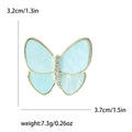 Mother of Pearl Butterfly Brooch Gold Frame Rhinestone Body view 6