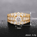 Round Clear Solitaire Baguette Multi-Row Wide Ring Gold Tone view 5