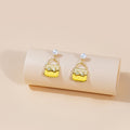 Gold Mini Handbag Earrings Checkered Quilt Pearl Styles view 2