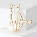 Minimal Outline Cat Brooch in Three Metal Finishes view 4