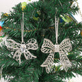 Silver Rhinestone Bow Metal Christmas Tree Ornaments view 1
