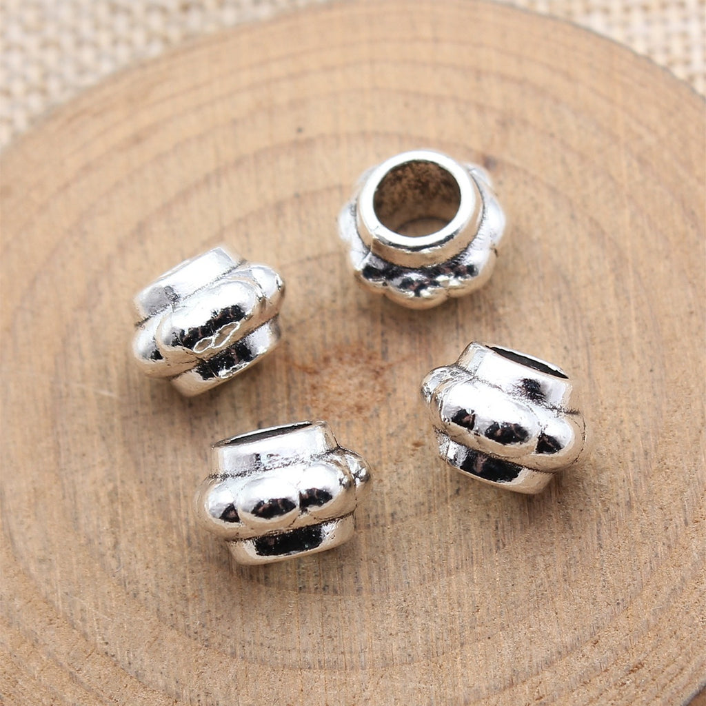 11x11x7.8mm 2.1g Antique Silver Zinc Alloy Large Hole Spacer Beads for Handmade Jewelry Making