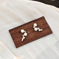 White Pearl Look Cluster Clear Look Gold Stud Earrings view 3