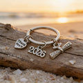 Silver Thank You Graduate Diploma Year Charm Keychain view 3