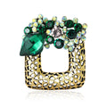 Openwork Square Crystal Brooch With Decorative Crystal And Enamel Details view 1
