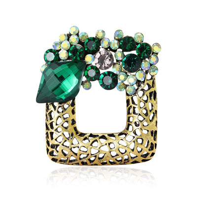 Openwork Square Crystal Brooch shown alone on a light background