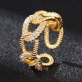 Gold Tone Textured Open Knot Rings with Clear Crystal Pave view 3