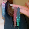 Gradient Crystal Long Tassel Earrings in Three Shapes view 2