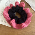 Knit Color-Block Flower Scrunchie Hair Ties 4 Styles view 6