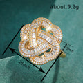 Gold Three-Petal Heart Knot Clear Stone Ring Sizes 6-10 view 4