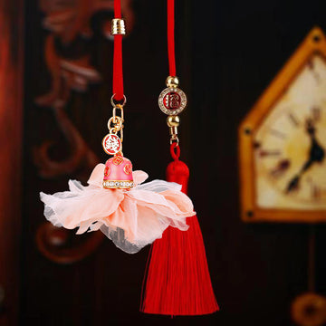 Fabric Rose Vehicle Hanging Ornaments in Five Colors and Cord Only Option