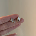 Silver Tone Star Ear Cuffs With Pale Inlay Centers view 4