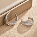 Statement Layered Textured C Hoop Earrings In Two Finishes view 4