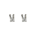 Silver Mini Rabbit Ear Clear Cubic Zirconia Stud Earrings view 5