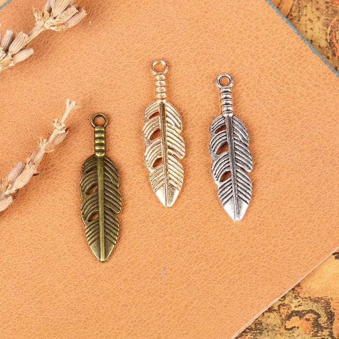 Vintage Alloy Feather Wing Keychain Charm Pendant