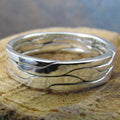 Silver Tone Wide Wave Texture Band Ring Sizes 6-10 view 2