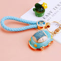 Jeweled Rounded Beetle Car Keychains in Four Colors and Loop Styles view 4