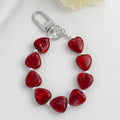 Marbled Heart Bead Bracelet Keychain With Lobster Clasp view 2