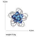 Hollow Crystal Flower Brooch Purple Gold and Blue Silver view 5