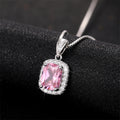 Cushion Halo Pendant Necklace In Four Center Stone Colors view 2