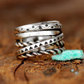 Antique Silver Multi Band Twist Rope Stack Finger Ring Sizes view 2