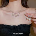 Crystal Flower Teardrop Necklace Earring Sets 3 Colors view 4