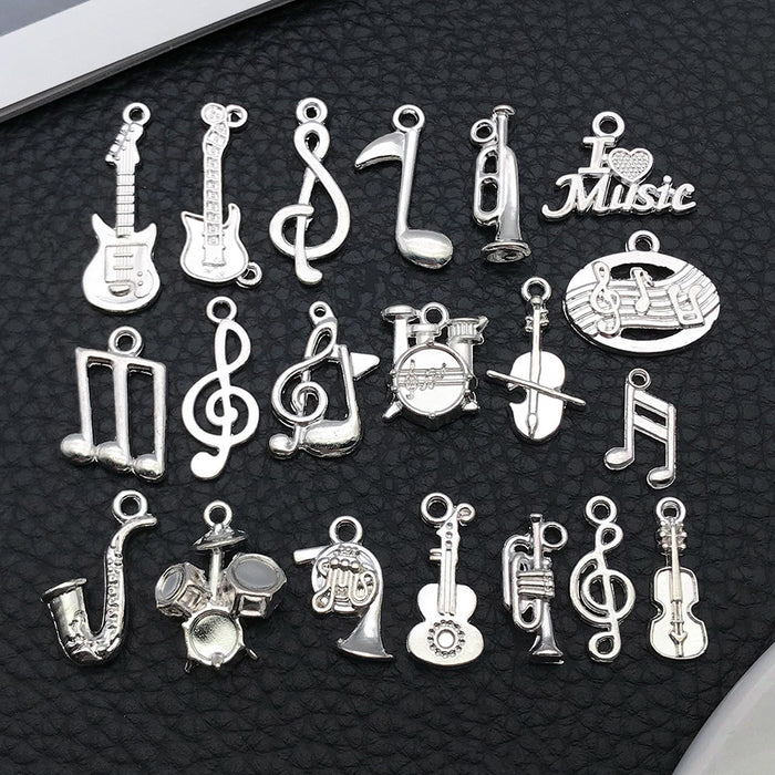 Black Musical Instrument and Guitar Metal Charms with 26 Listed Options