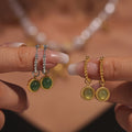 Twisted Hoop Earrings Green Agate Drop Gold Or Steel view 1