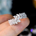 Gold White Tone Marquise Leaf Wheat Band Ring Sizes 6-10 view 2