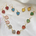 Gold Tone Glitter Heart Drop Earrings in Six Bright Colors view 1
