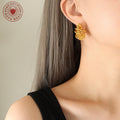 Gold U-Shape Wire Wrapped Coil Hoop Earrings Copper view 4