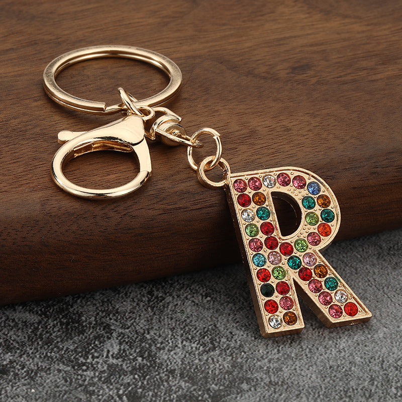 Colorful Rhinestone Letter Keychain Alphabet Bag Charm for Initials